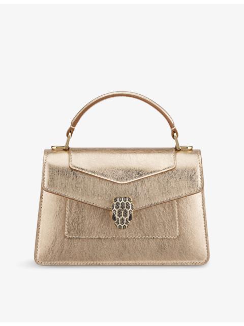 Serpenti Forever mini stud-embellished leather top-handle bag