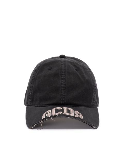 logo-embroidered frayed-edge baseball cap