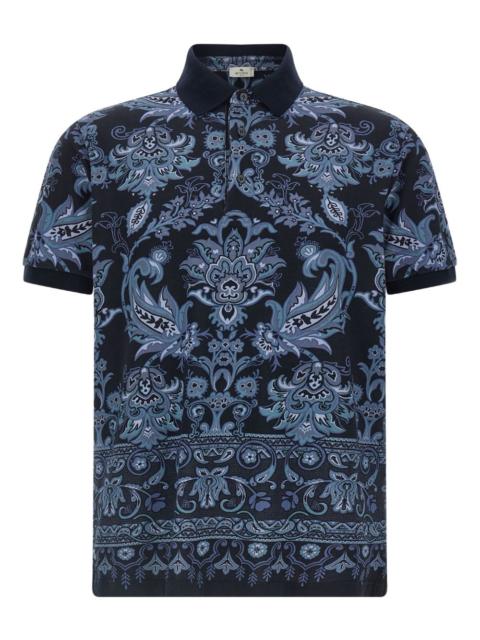 Press paisley geometric print polo shirt