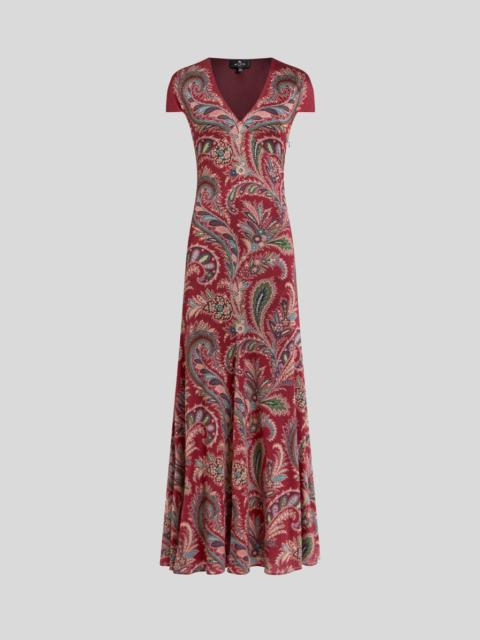 PRINTED CREPE JERSEY LONG DRESS