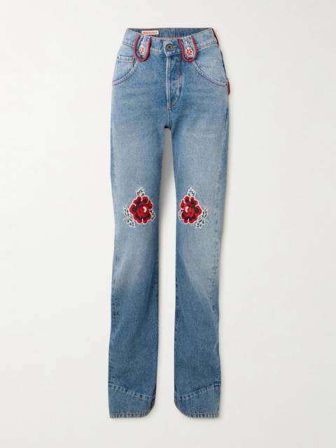 Cora Embroidered High-rise Straight-leg Jeans