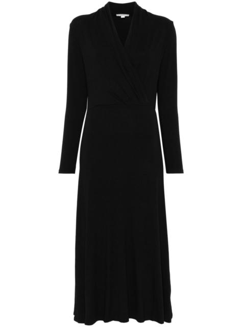 long-sleeves crossover midi dress