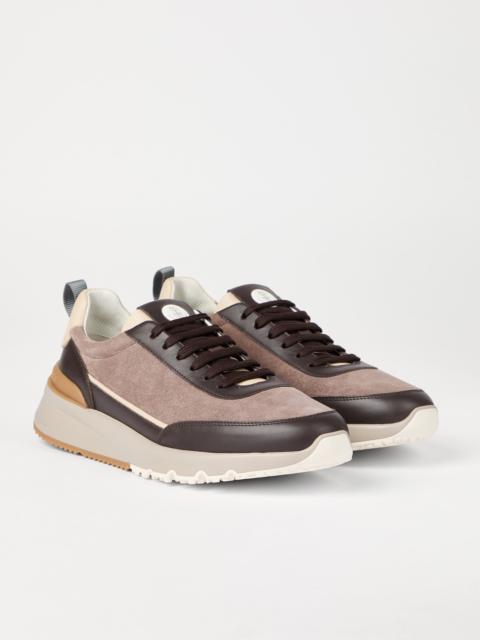 Washed suede and semi-polished calfskin runners