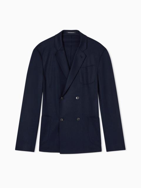 DOUBLE-BREASTED BLAZER IN ULTRA-LIGHTWEIGHT COMPACT WOOL JERSEY