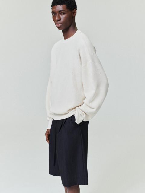 Double Knit Sport Mesh Wool Crewneck Sweater