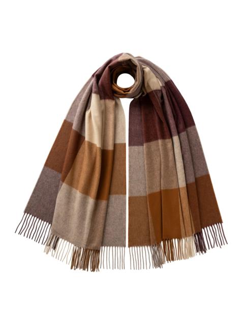 Block Check Brown Cashmere Stole