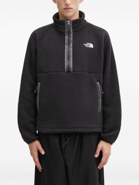 zip-fastening fleece sweatshirt