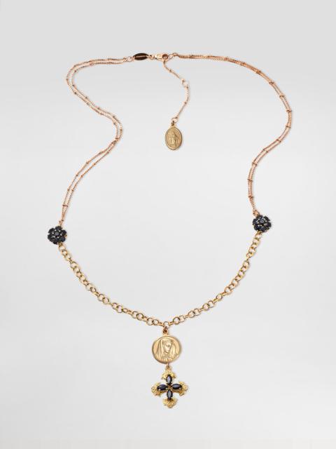 Sicily Necklace 18-carat yellow and red gold and black sapphires