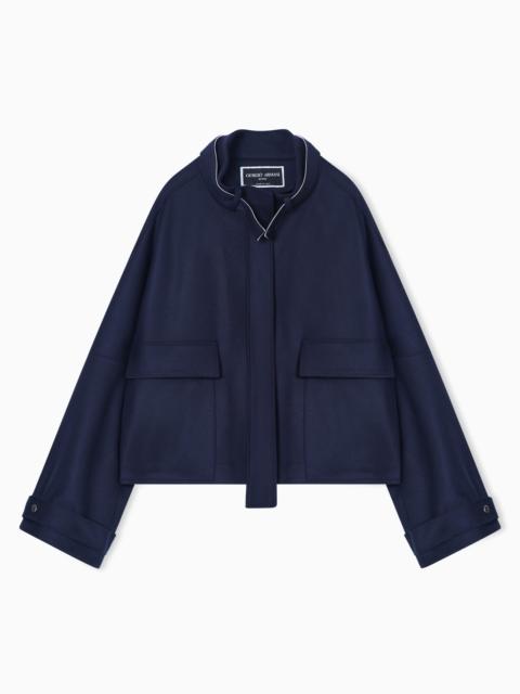 TWO-TONE VIRGIN WOOL PEA COAT