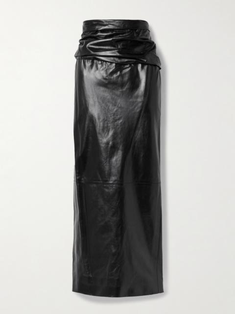 Winler Gathered Leather Maxi Skirt