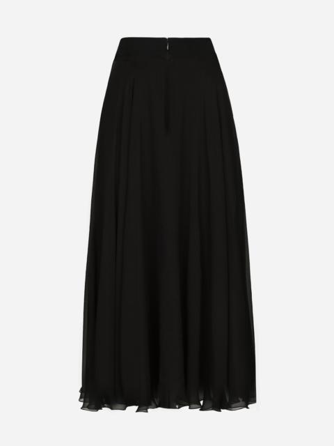 Chiffon calf-length circle skirt