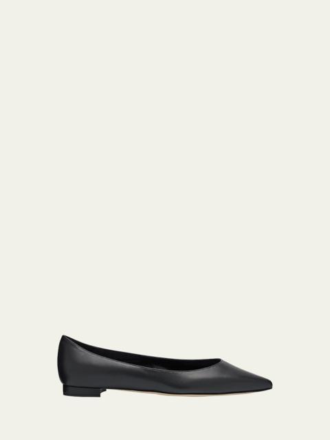 Gala Lambskin Point-Toe Ballerina Flats
