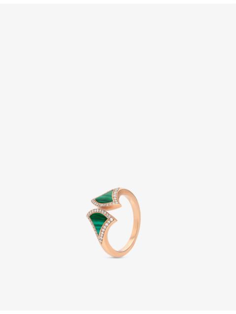 Divas' Dream 18ct rose gold, malachite, and 0.17ct round brilliant-cut diamond ring