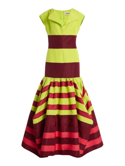 Colorblocked Silk Umbrella Gown multi