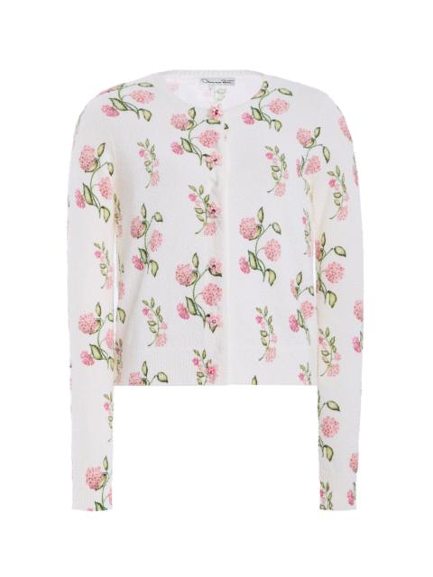 Floral Cotton-Blend Cardigan Tank Twin Set ivory