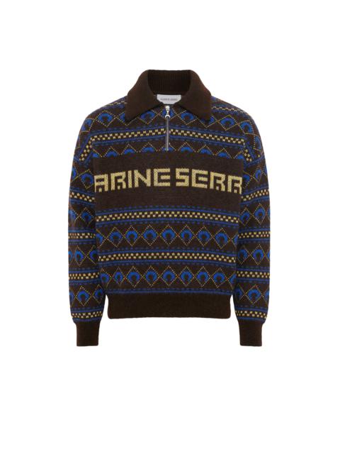 Marine Serre Jacquard Knit Crewneck Sweater