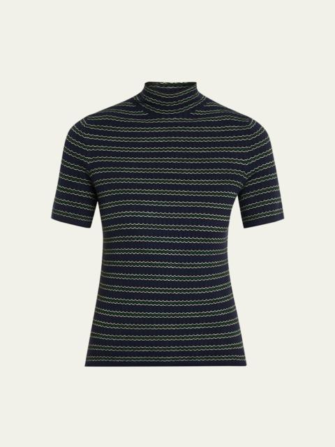 Leenda Stripe Turtleneck Tee