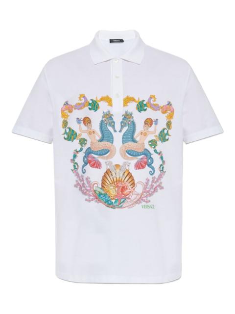 graphic-print polo shirt