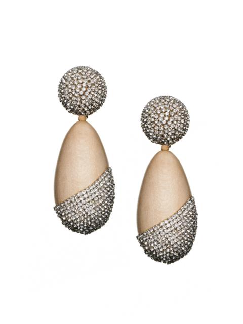 CHRISTINA EARRINGS - PANTO WOOD/CLEAR CRYSTALS