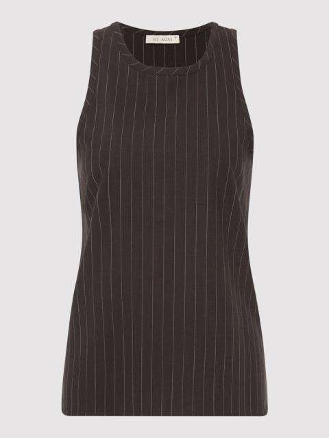 Wool Pinstripe Tank - Mahogany Stripe