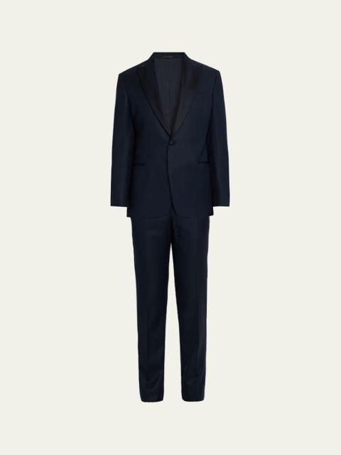 Men's Micro Geometric Satin Peak Lapel Tuxedo