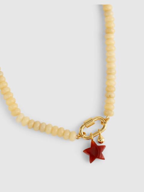 Semiprecious Beaded Carabiner Charm Necklace