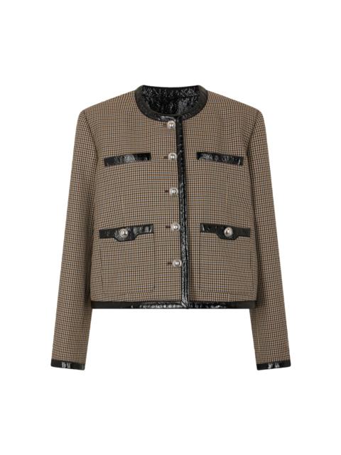 Vegan Leather-Trimmed Wool Jacket multi