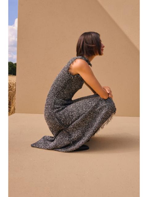 Tweed Yarn Fringe Trim Knitted Dress