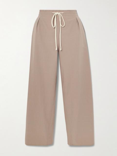 Rope-trimmed Organic Cotton-poplin Wide-leg Pants