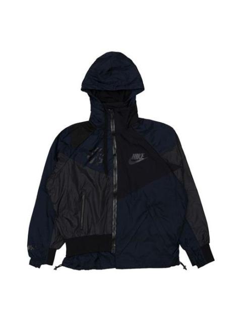 (WMNS) Nike x Sacai Hooded Anorak Splicing Hooded Jacket Black CD6298-010