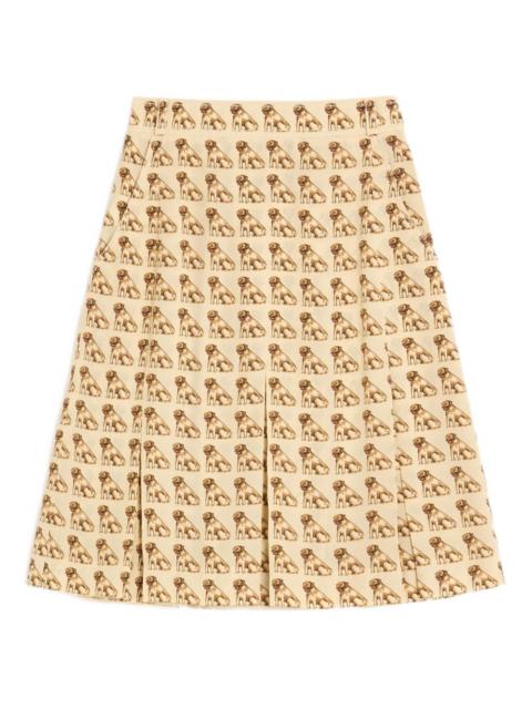 pleated dog-print mini skirt