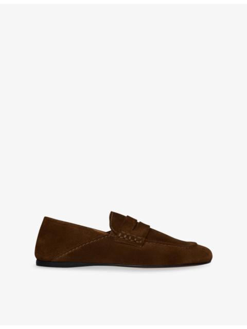 Penny-Front Suede Loafers