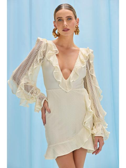 WAVE MESH LONG SLEEVE MINI DRESS