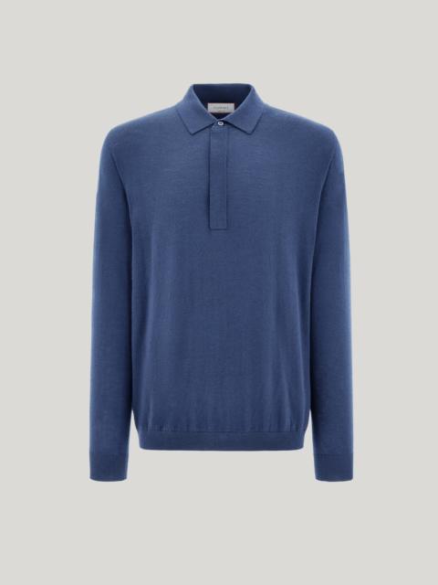 CANALI NUVOLA SEAMLESS AIR FORCE BLUE EXTRA-FINE MERINO WOOL POLO SHIRT
