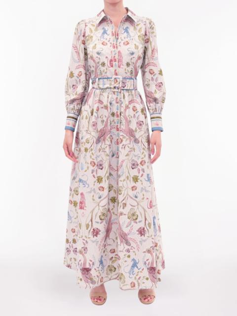 COTTON POPLIN COLLARED MAXI DRESS