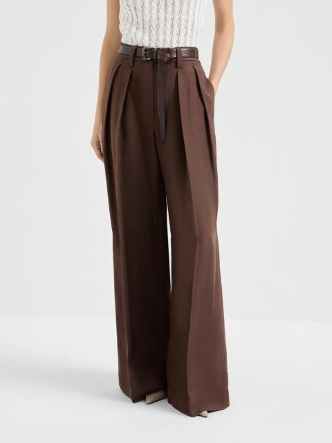 Viscose and linen fluid twill sartorial wide trousers