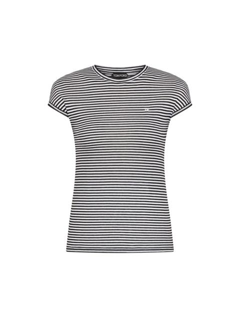 STRIPED T-SHIRT WITH TONAL TF EMBROIDERED LOGO