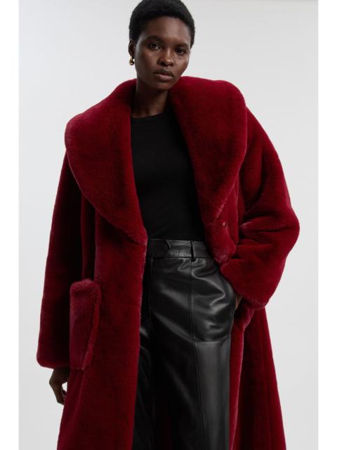 Petite Faux Fur Buttoned Midi Coat