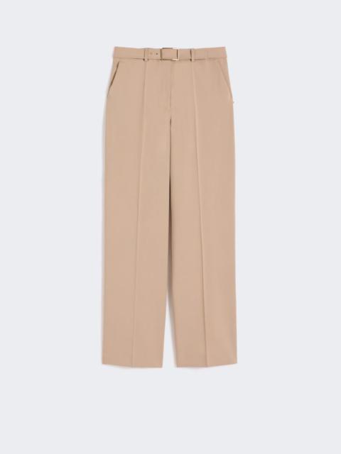 Wide-fit stretch wool gabardine trousers - beige