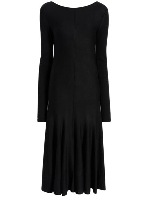 scoop-back virgin-wool midi dress