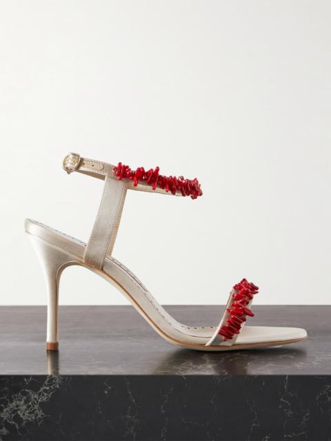 Cienzan 90 Bead-embellished Satin Sandals