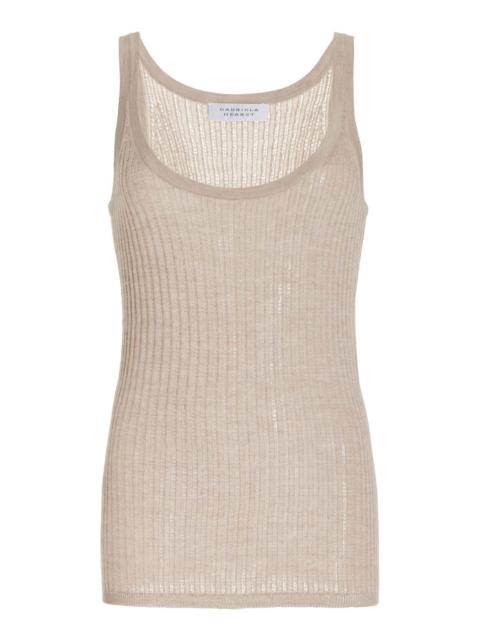 Nevin Pointelle Tank in Oatmeal Silk Cashmere