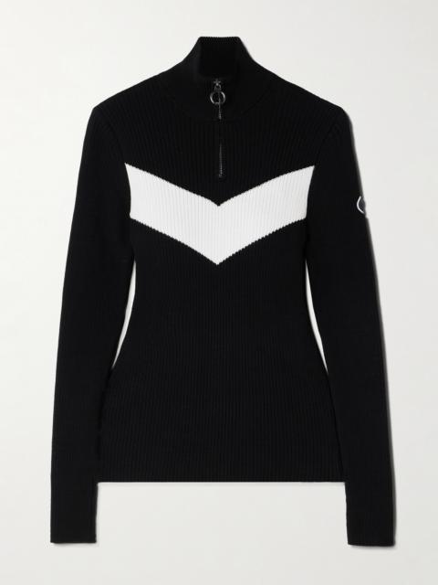 Andromede Striped Ribbed-knit Half-zip Sweater