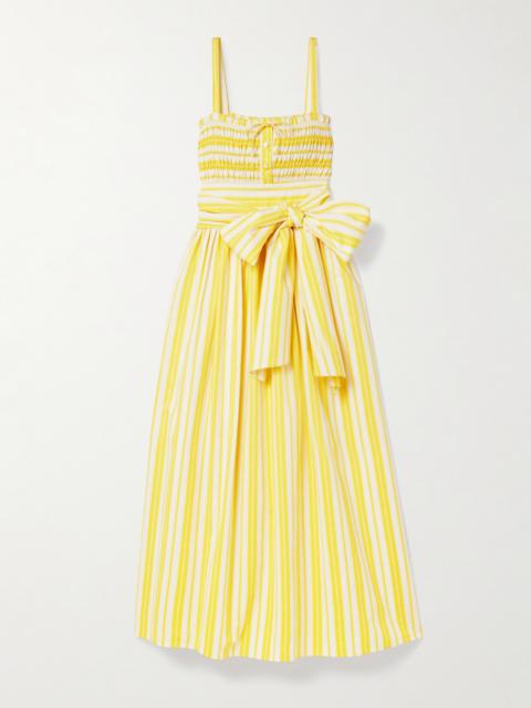 Anghiari Belted Striped Cotton-blend Poplin Midi Dress