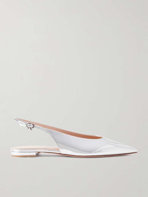 Robbie mirrored-leather point-toe slingback flats
