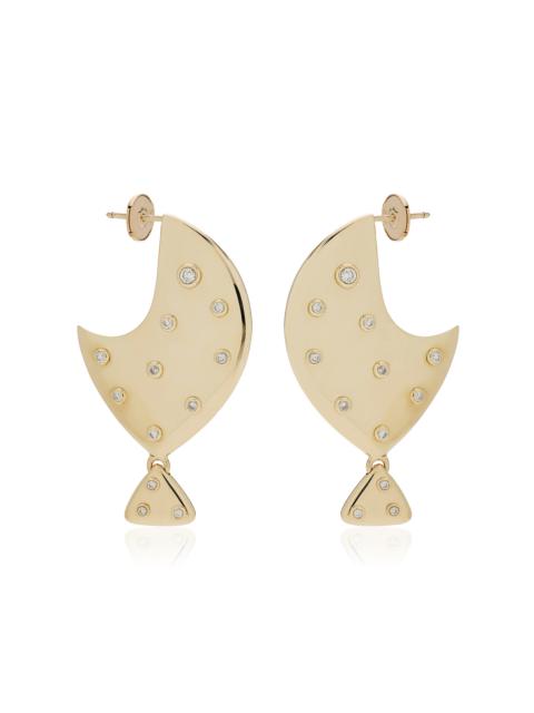 Yellow Gold Diamond Clown Fish Earring gold