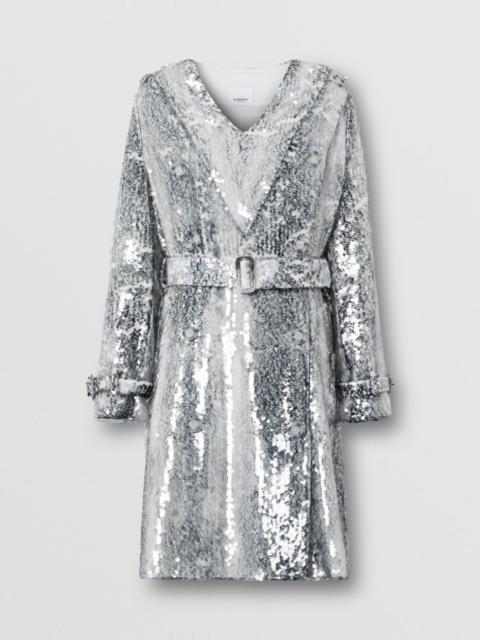 Sequinned Animal Print V-neck Trench Dress