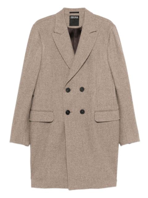 flap-pocket double-breasted coat