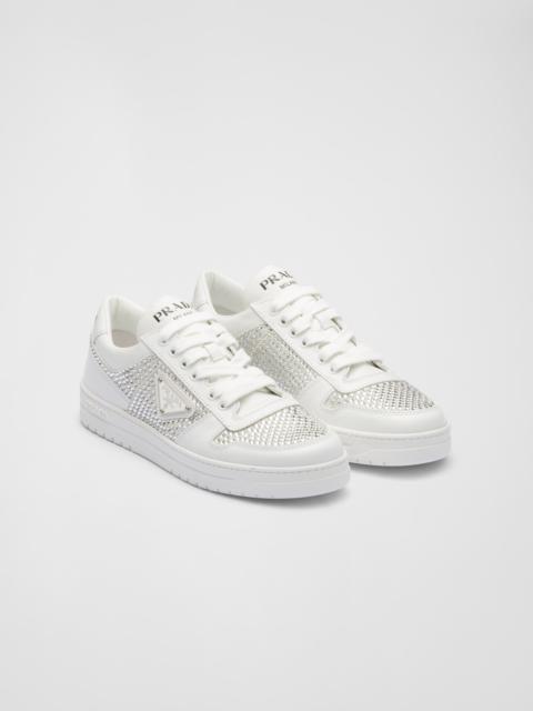 Leather sneakers with crystals