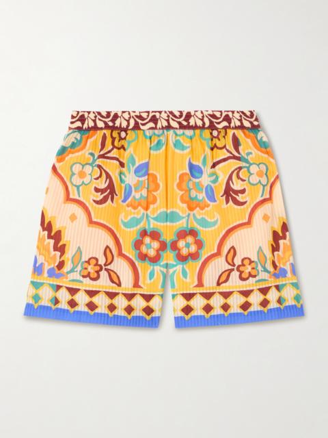 Printed Cotton And Silk-blend Shorts